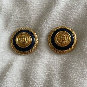 Liz Claiborne Gold and Navy Earrings
